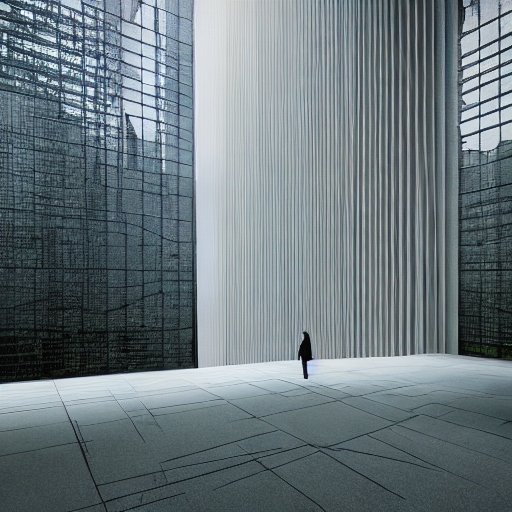 A man in a vast, empty room